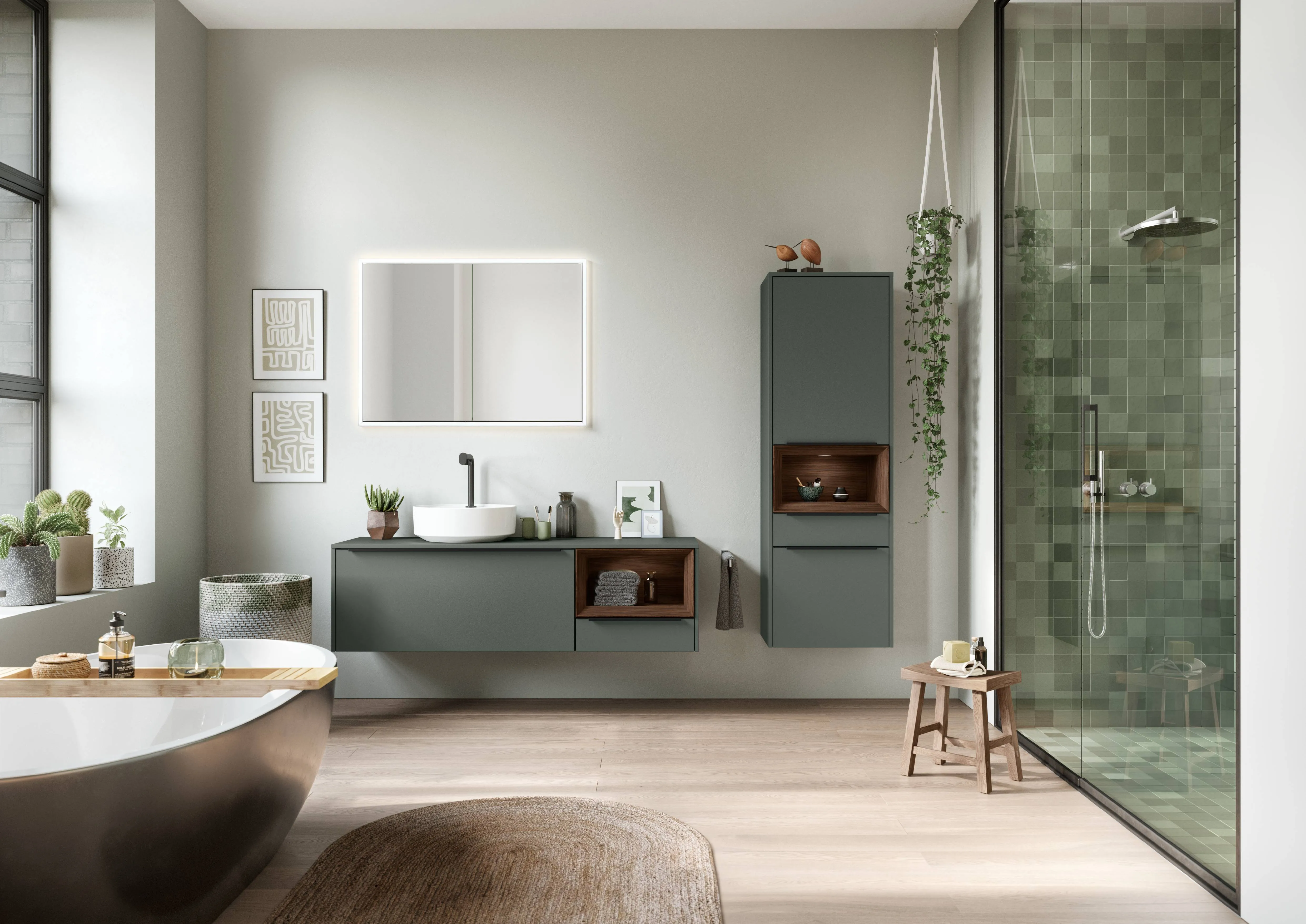 Easytouch — 964 Lacquered laminate, Mineral green ultra matt