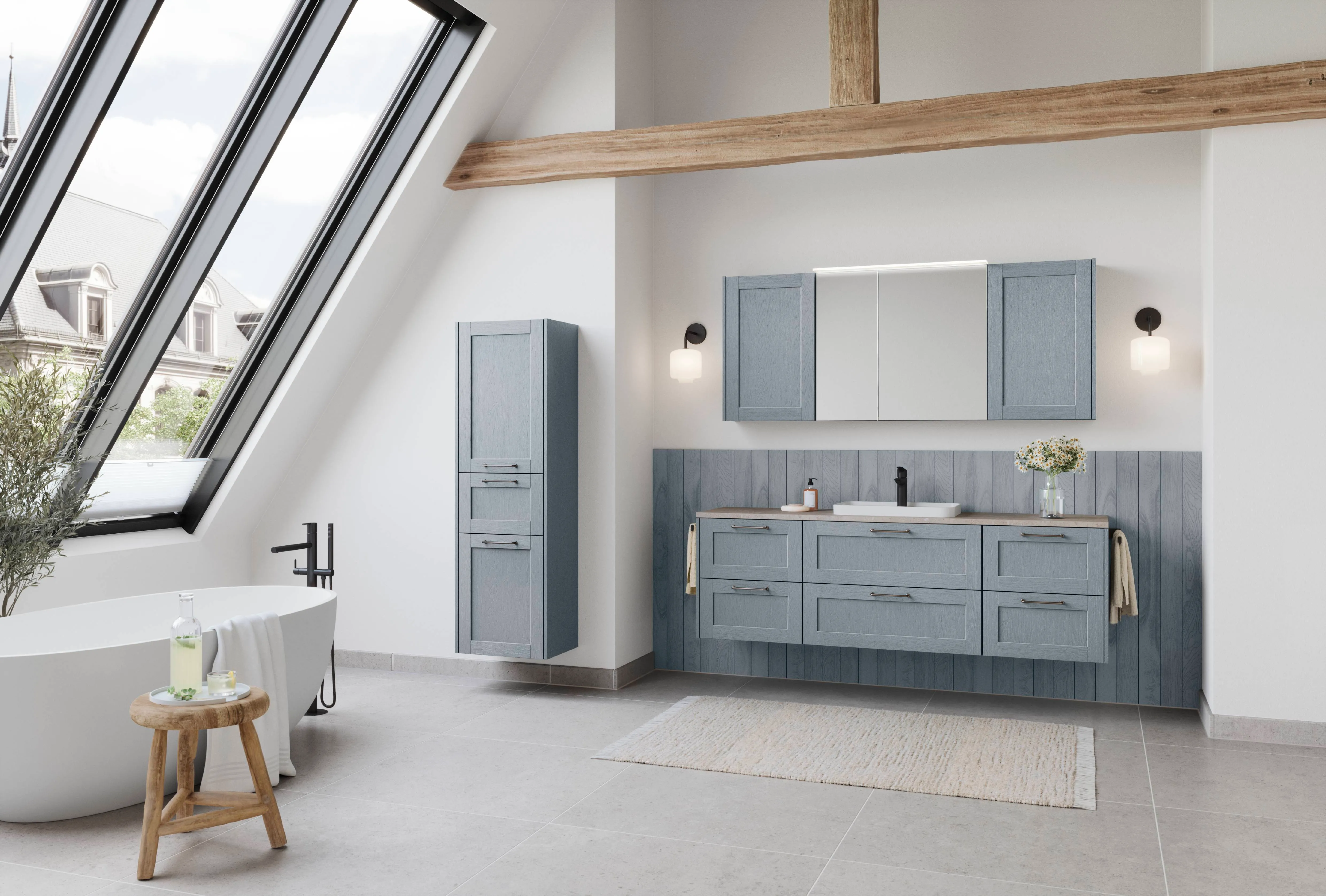 Nordic — 614 Lacquered laminate, stone blue wood texture