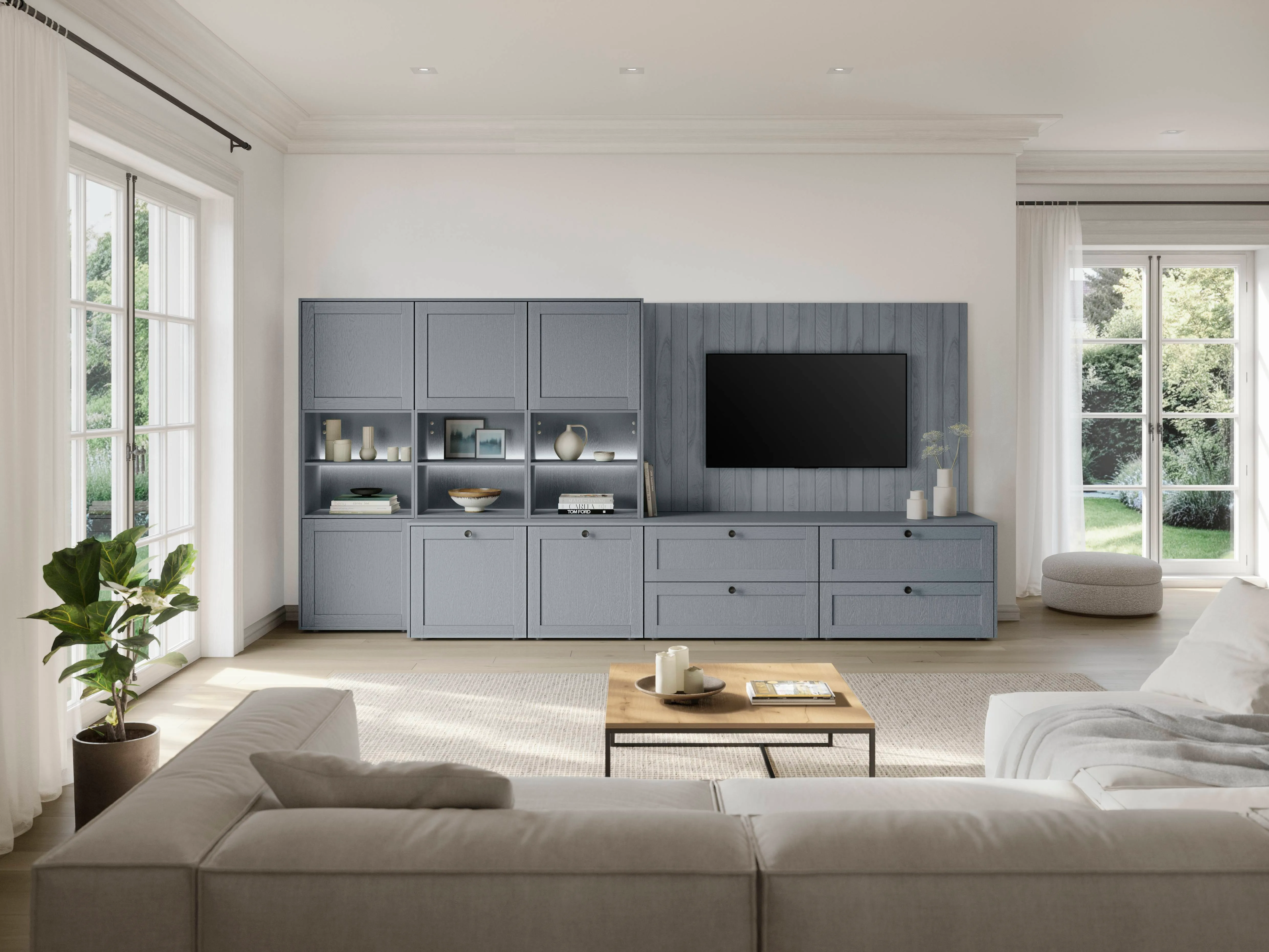 Frame — 614 Lacquered laminate, stone blue wood texture